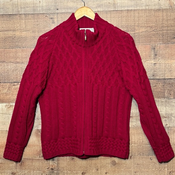 Aran Sweater Market Sweaters - Aran Sweater Market Merino Wool Full Zip Cable Knit Fisherman Cardigan Sweater M